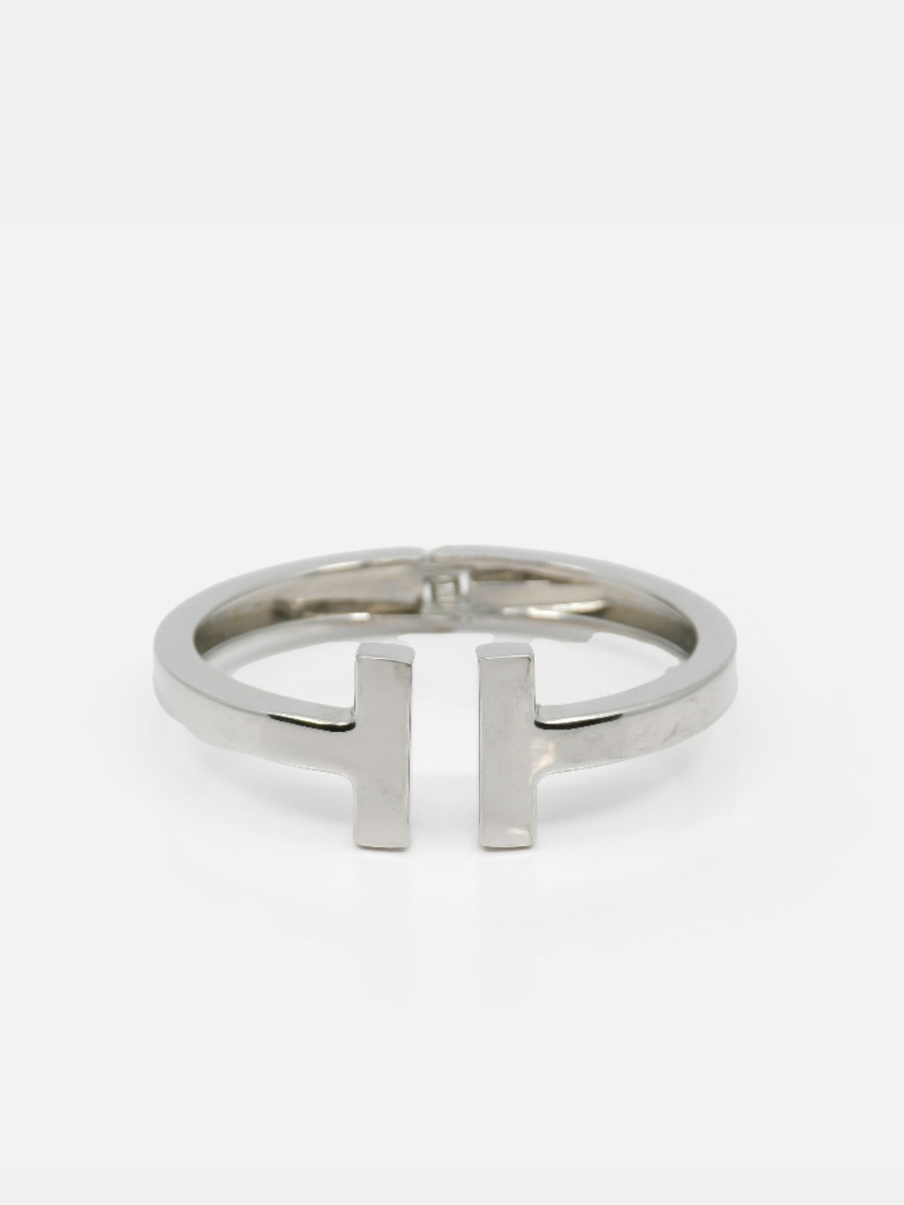 Designer-Inspired Polished Stainless Steel Hinged Statement T Cuff Bracelet